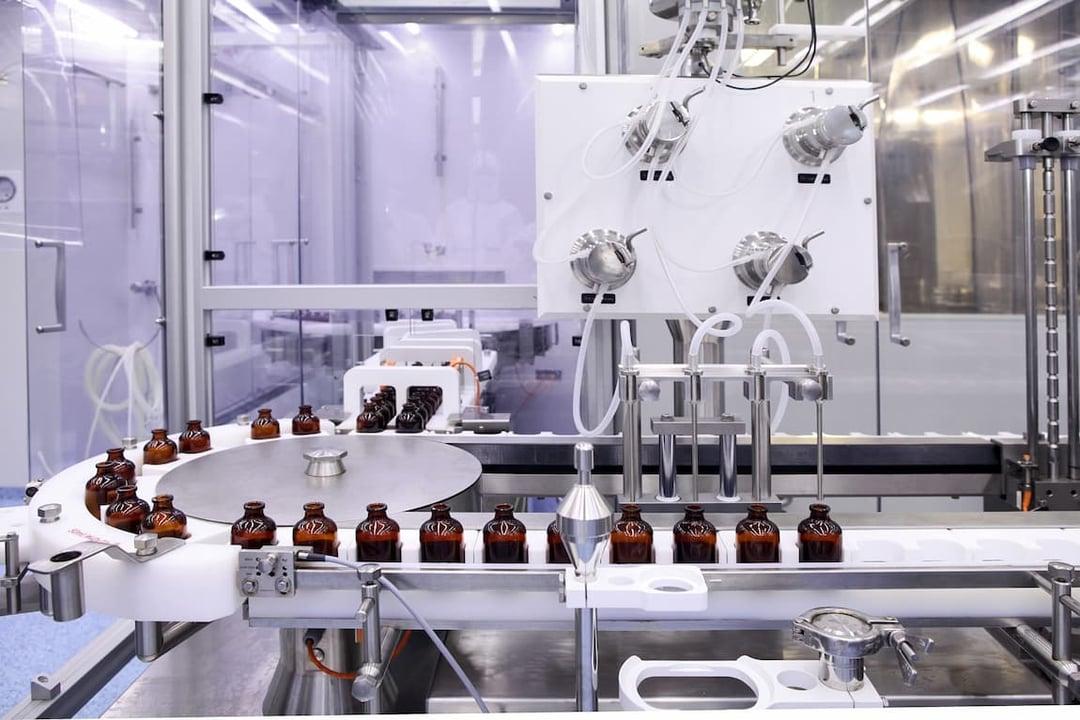 Medicine bottles in pharmaceutical factory